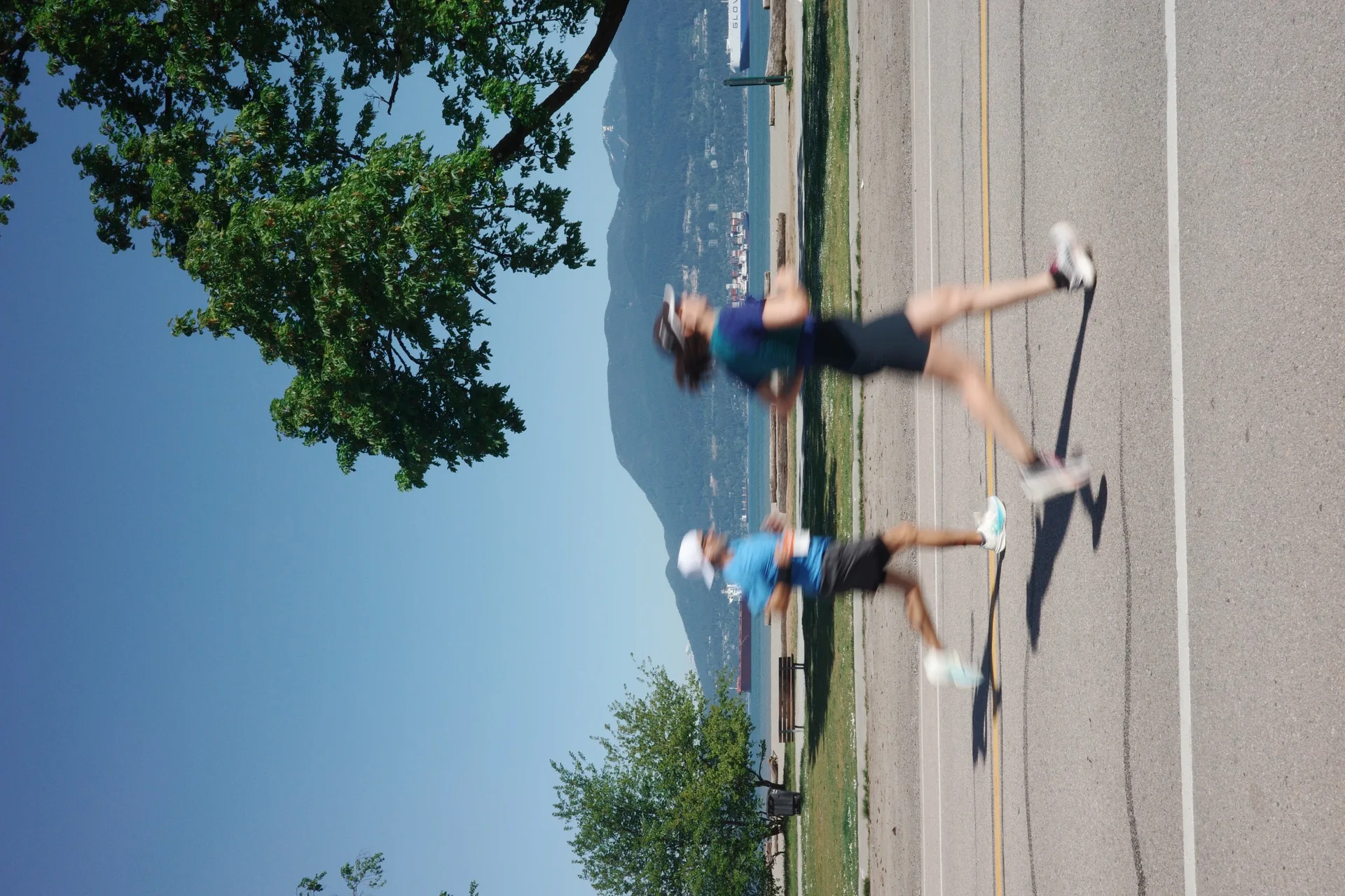 Runners racing on road in Vancouver